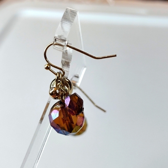 Vintage Amber Iridescent Necklace & Earring Set - Picture 14 of 16